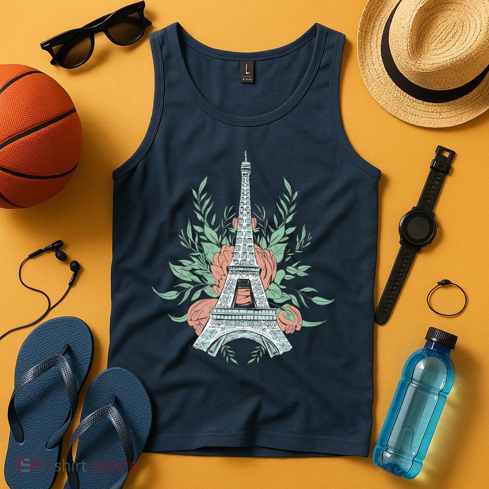 Eiffel Tower Rose Floral Tank Top