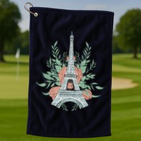 Eiffel Tower Rose Floral Golf Towel