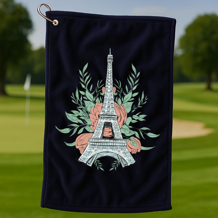 Eiffel Tower Rose Floral Golf Towel