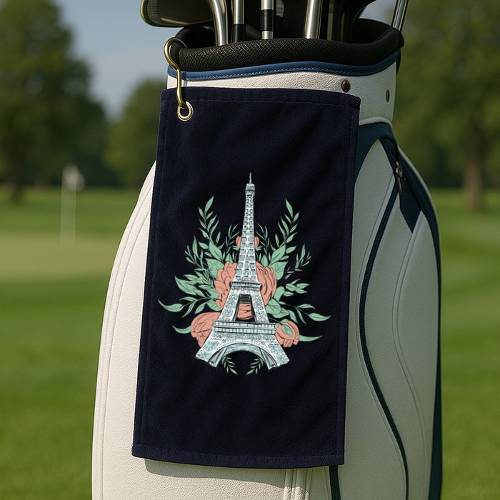 Eiffel Tower Rose Floral Golf Towel