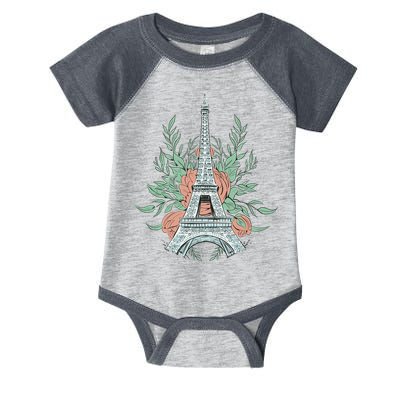Eiffel Tower Rose Floral Infant Baby Jersey Bodysuit