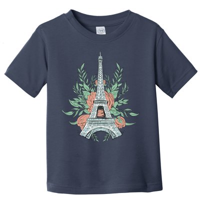 Eiffel Tower Rose Floral Toddler T-Shirt