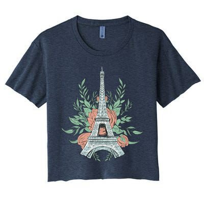 Eiffel Tower Rose Floral Crop Top