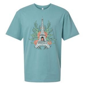 Eiffel Tower Rose Floral Sueded Cloud Jersey T-Shirt