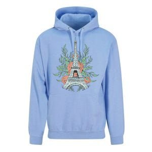 Eiffel Tower Rose Floral Unisex Surf Hoodie