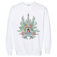 Eiffel Tower Rose Floral Garment-Dyed Sweatshirt