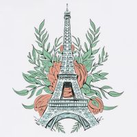 Eiffel Tower Rose Floral Garment-Dyed Sweatshirt