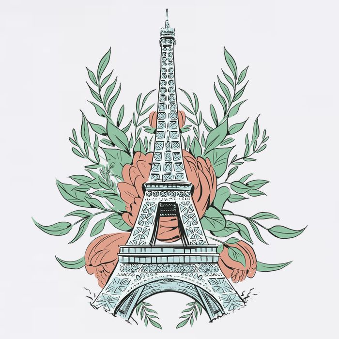 Eiffel Tower Rose Floral Garment-Dyed Sweatshirt
