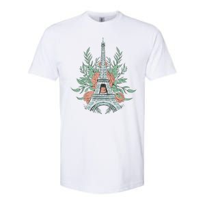 Eiffel Tower Rose Floral Softstyle CVC T-Shirt