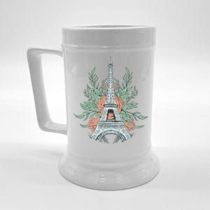 Eiffel Tower Rose Floral Beer Stein