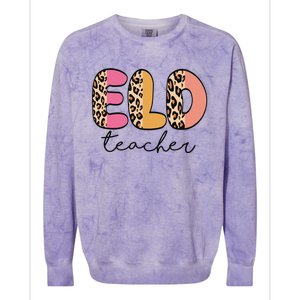 ELD Teacher Retro Leopard Back To School Colorblast Crewneck Sweatshirt