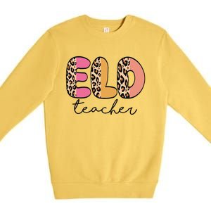 ELD Teacher Retro Leopard Back To School Premium Crewneck Sweatshirt