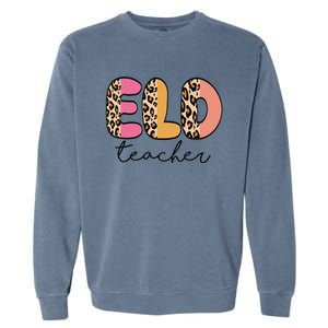 ELD Teacher Retro Leopard Back To School Garment-Dyed Sweatshirt