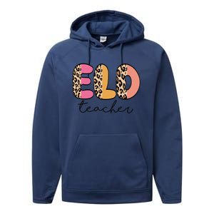 ELD Teacher Retro Leopard Back To School Performance Fleece Hoodie