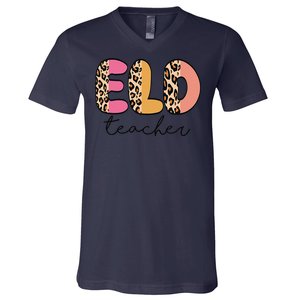 ELD Teacher Retro Leopard Back To School V-Neck T-Shirt