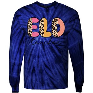 ELD Teacher Retro Leopard Back To School Tie-Dye Long Sleeve Shirt