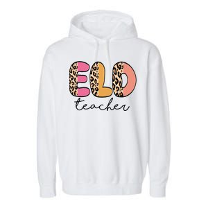 ELD Teacher Retro Leopard Back To School Garment-Dyed Fleece Hoodie