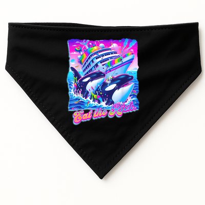 Eat The Rich Whale 90s Orca Funny Whale Animal Yacht Retro USA-Made Doggie Bandana