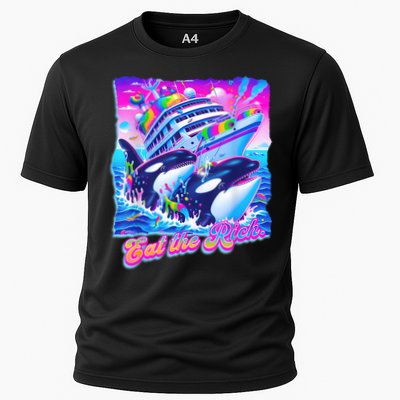 Eat The Rich Whale 90s Orca Funny Whale Animal Yacht Retro Performance Shirt