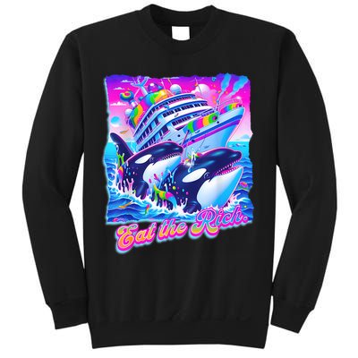 Eat The Rich Whale 90s Orca Funny Whale Animal Yacht Retro Sweatshirt