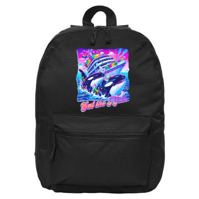 Eat The Rich Whale 90s Orca Funny Whale Animal Yacht Retro 16 in Basic Backpack