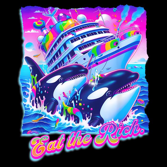 Eat The Rich Whale 90s Orca Funny Whale Animal Yacht Retro 16 in Basic Backpack