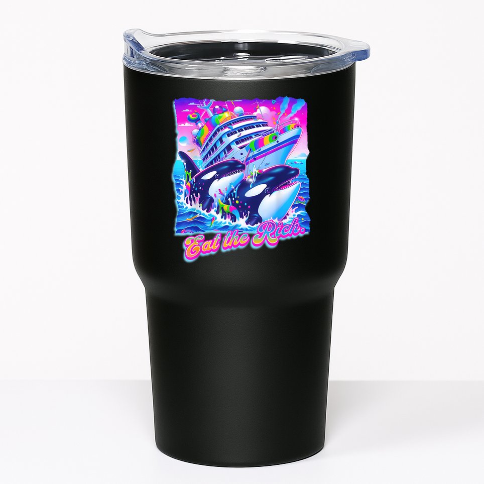 Eat The Rich Whale 90s Orca Funny Whale Animal Yacht Retro Tumbler