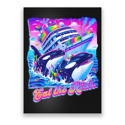 Eat The Rich Whale 90s Orca Funny Whale Animal Yacht Retro Poster