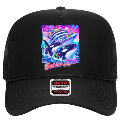 Eat The Rich Whale 90s Orca Funny Whale Animal Yacht Retro Trucker Hat