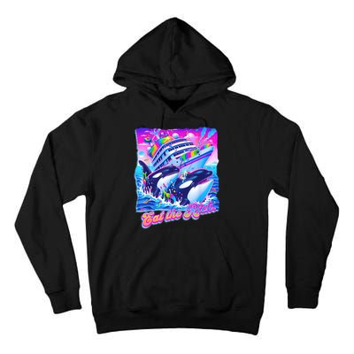 Eat The Rich Whale 90s Orca Funny Whale Animal Yacht Retro Tall Hoodie