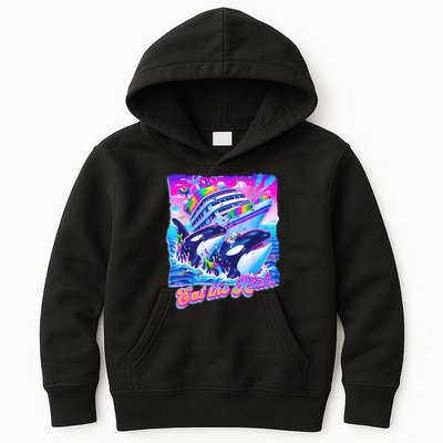 Eat The Rich Whale 90s Orca Funny Whale Animal Yacht Retro Kids Hoodie