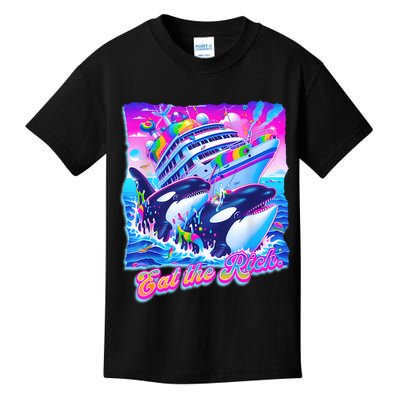Eat The Rich Whale 90s Orca Funny Whale Animal Yacht Retro Kids T-Shirt