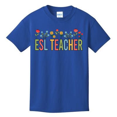 Esl Teacher Retro Wildflowers Back To School Gift Kids T-Shirt