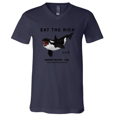 Eat The Rich Orca Revolution 2024 V-Neck T-Shirt