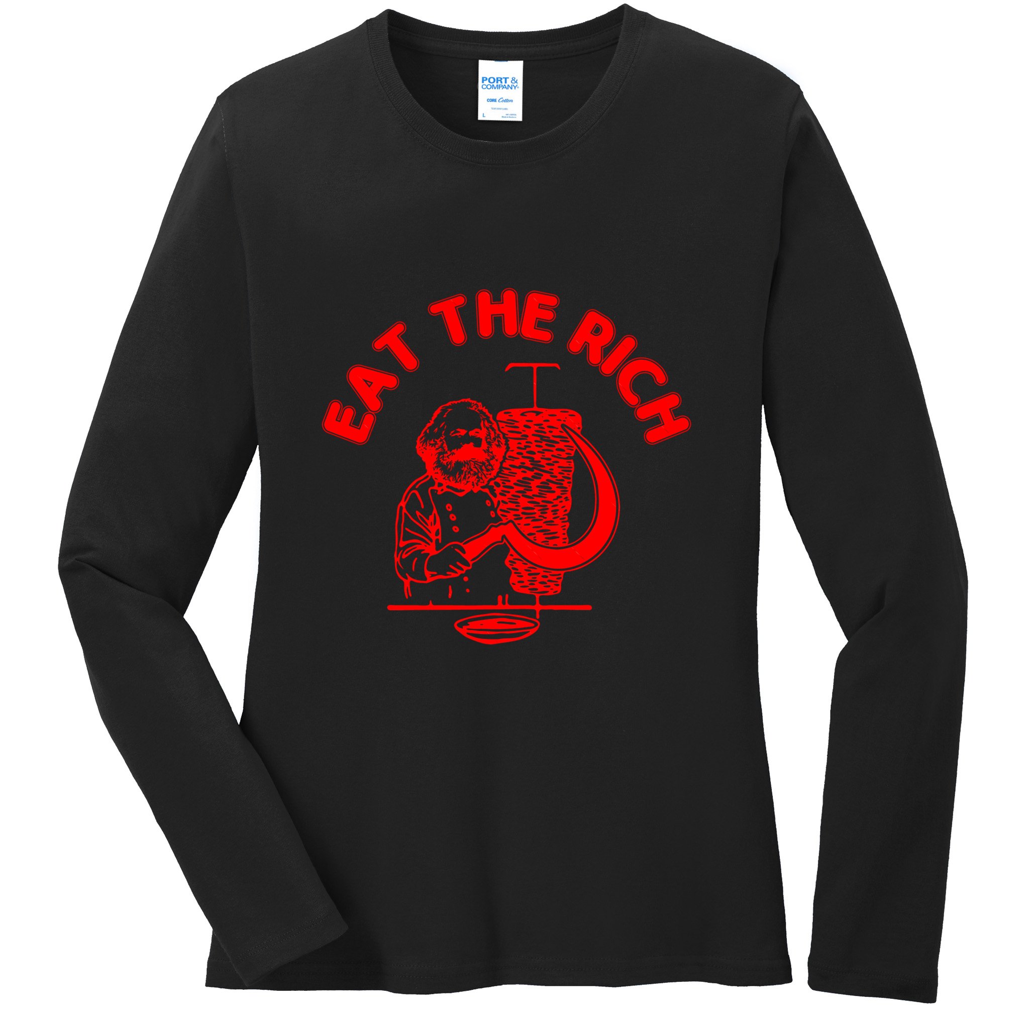 Eat The Rich Doner DöNer Kebab Karl Marx Socialist Hasan Piker Ladies Long Sleeve Shirt