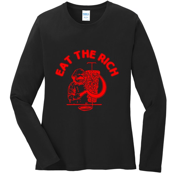 Eat The Rich Doner DöNer Kebab Karl Marx Socialist Hasan Piker Ladies Long Sleeve Shirt