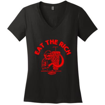 Eat The Rich Doner DöNer Kebab Karl Marx Socialist Hasan Piker Women's V-Neck T-Shirt