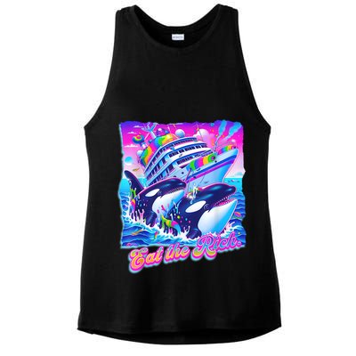Eat The Rich Whale 90s Orca Funny Whale Animal Yacht Retro Ladies PosiCharge Tri-Blend Wicking Tank