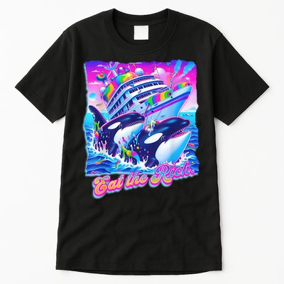 Eat The Rich Whale 90s Orca Funny Whale Animal Yacht Retro Tall T-Shirt