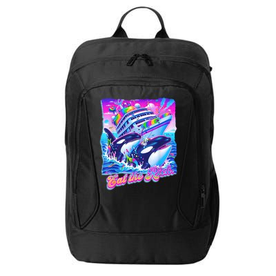 Eat The Rich Whale 90s Orca Funny Whale Animal Yacht Retro City Backpack