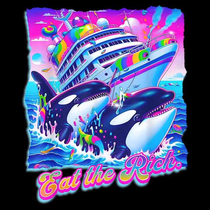 Eat The Rich Whale 90s Orca Funny Whale Animal Yacht Retro Button