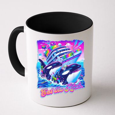 Eat The Rich Whale 90s Orca Funny Whale Animal Yacht Retro Mug