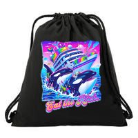 Eat The Rich Whale 90s Orca Funny Whale Animal Yacht Retro Drawstring Bag