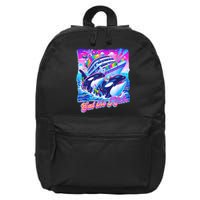 Eat The Rich Whale 90s Orca Funny Whale Animal Yacht Retro 16 in Basic Backpack