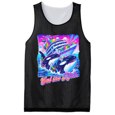 Eat The Rich Whale 90s Orca Funny Whale Animal Yacht Retro Mesh Reversible Basketball Jersey Tank