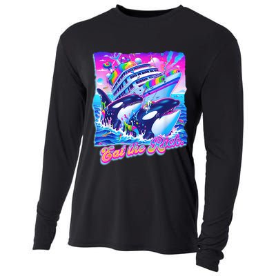 Eat The Rich Whale 90s Orca Funny Whale Animal Yacht Retro Cooling Performance Long Sleeve Crew