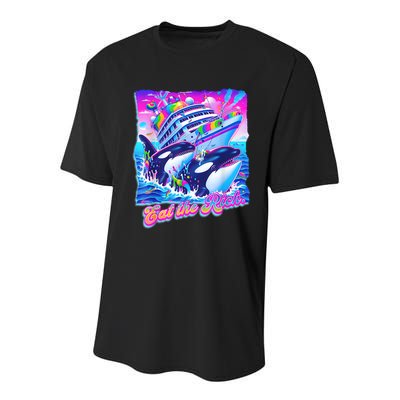 Eat The Rich Whale 90s Orca Funny Whale Animal Yacht Retro Youth Performance Sprint T-Shirt