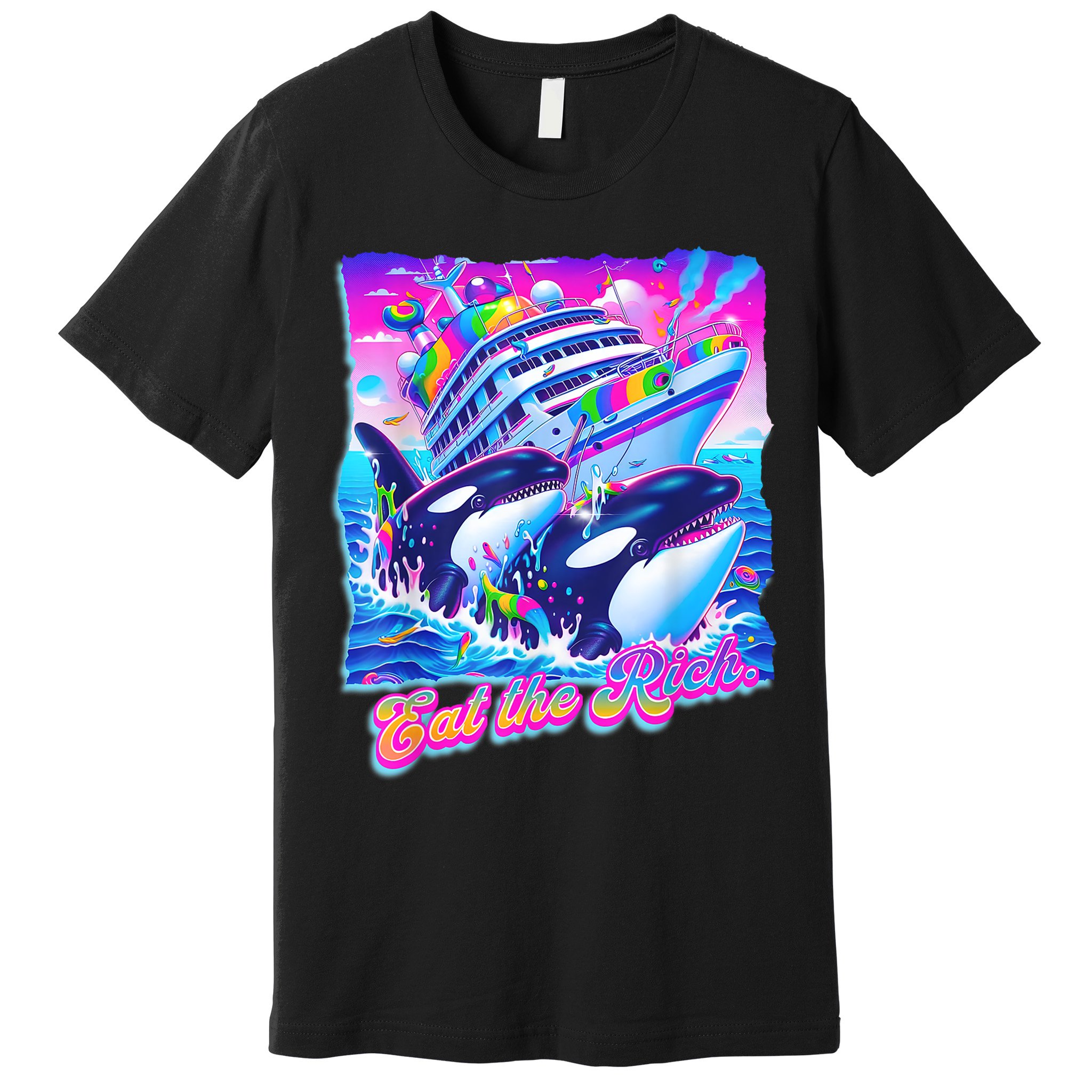 Eat The Rich Whale 90s Orca Funny Whale Animal Yacht Retro Premium T-Shirt