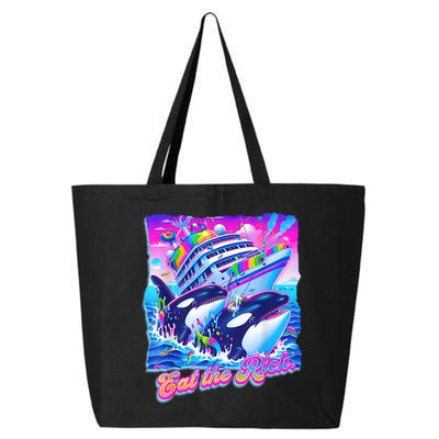 Eat The Rich Whale 90s Orca Funny Whale Animal Yacht Retro 25L Jumbo Tote