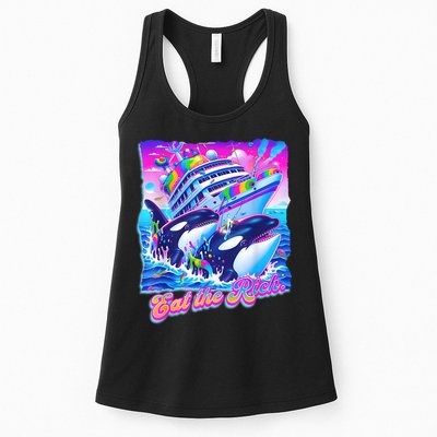 Eat The Rich Whale 90s Orca Funny Whale Animal Yacht Retro Womens Tank Top